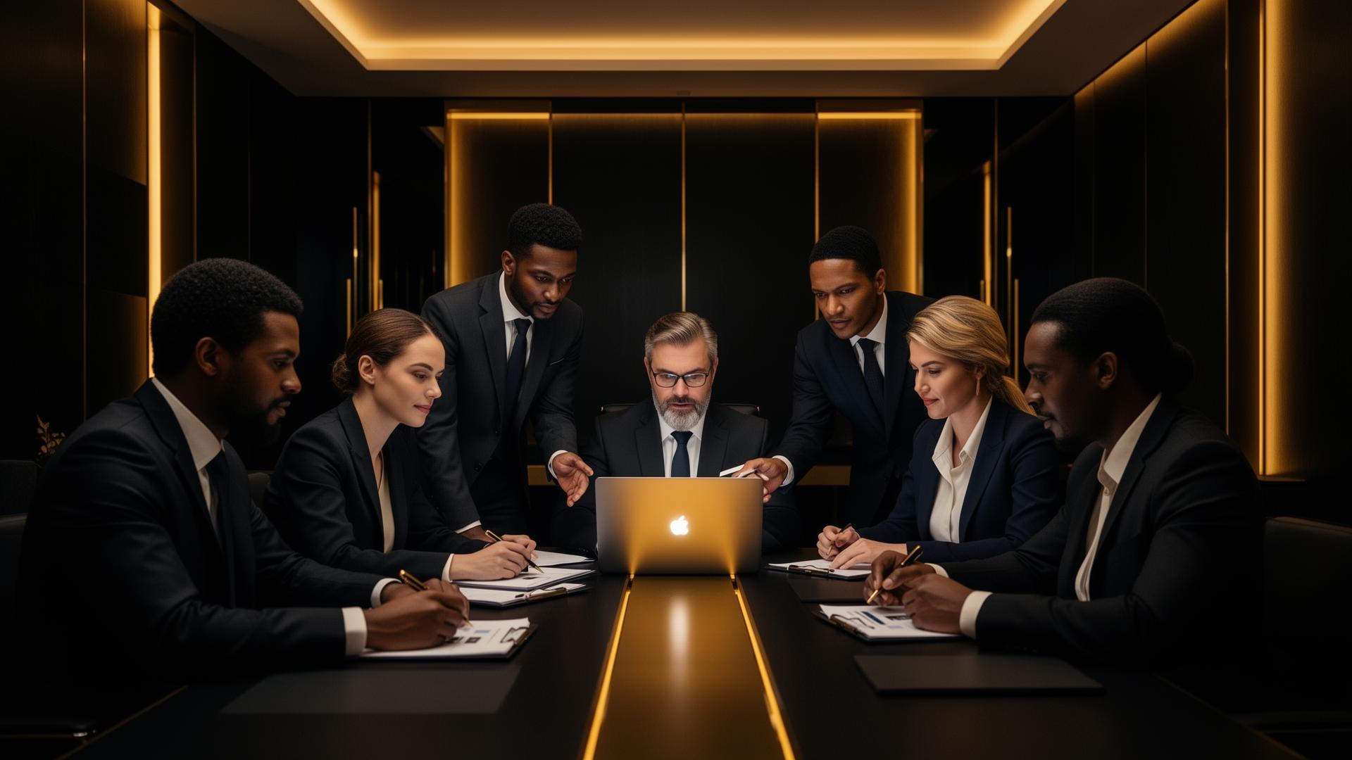 Diverse business team meeting in luxury office